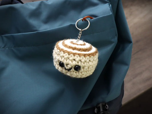 Crochet Cinnamon Roll Keychain